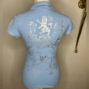 Morphine Generation Blue Polo with Back Foil Print Size S